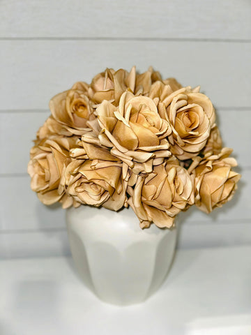 Artificial Real Touch Roses - Bundle of 10 in Cream - Florals photo