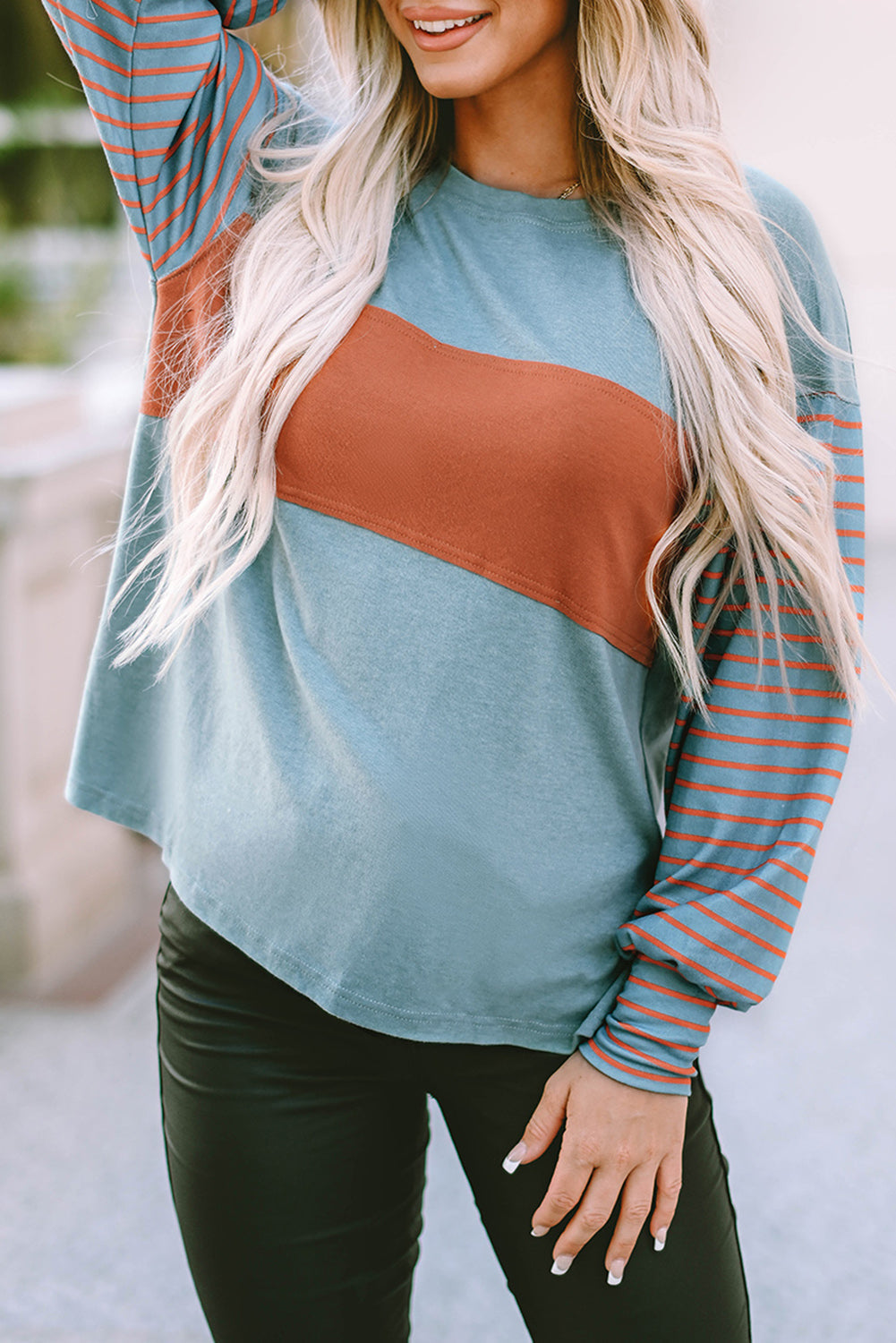 Emma Striped Bishop Sleeve Top in - Tops photo