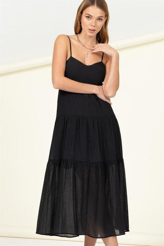 HYFVE Full Heart Smocked Cutout Midi Dress, Multiple Colors - SwagglyLife Home & Fashion
