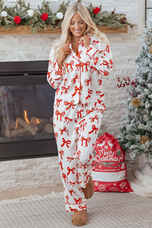 Rubinaya Long 2pcs Pajama Set in Red - Sleepwear photo