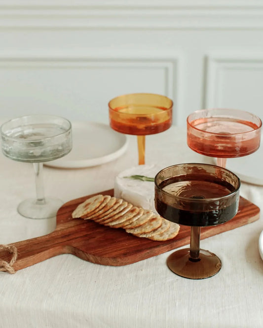 Handblown Hammered Coupe Cocktail Glass Pair in - Kitchen & Dining photo