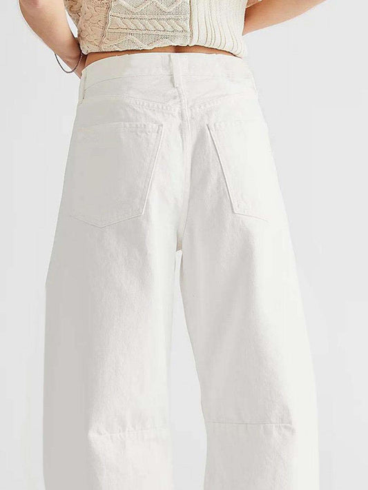 Raw Hem Wide Leg Jeans with Pockets in - photo