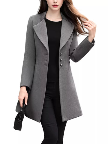 Single-Breasted Long Sleeve Overcoat Plus Size in Gray - photo