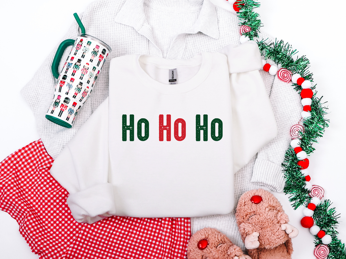 Ho Ho Ho Green & Red Graphic Tee and Sweatshirt in - Womens photo