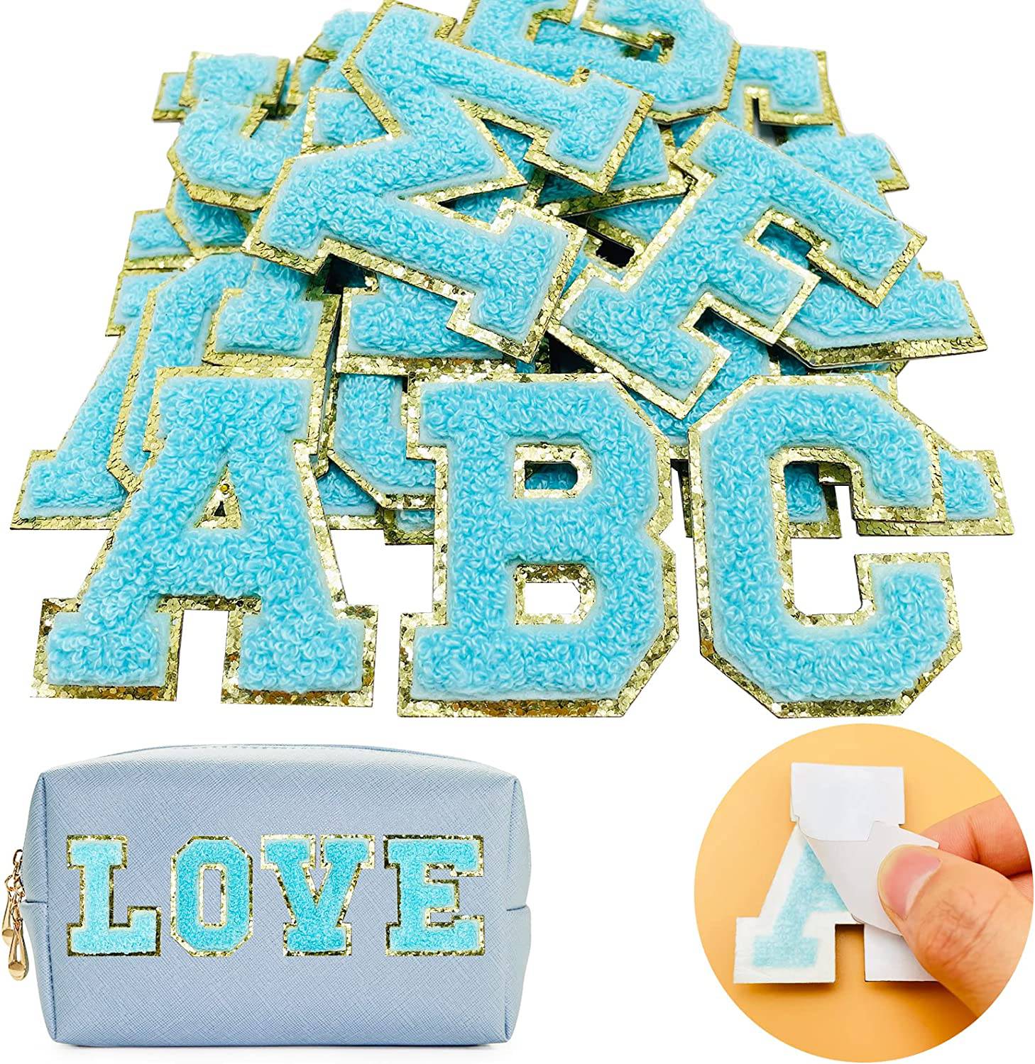 Yellow Self Adhesive Chenille Letters Patches in - photo