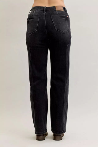 Judy Blue Mid Rise Straight Western Seam Detail Jeans in - photo