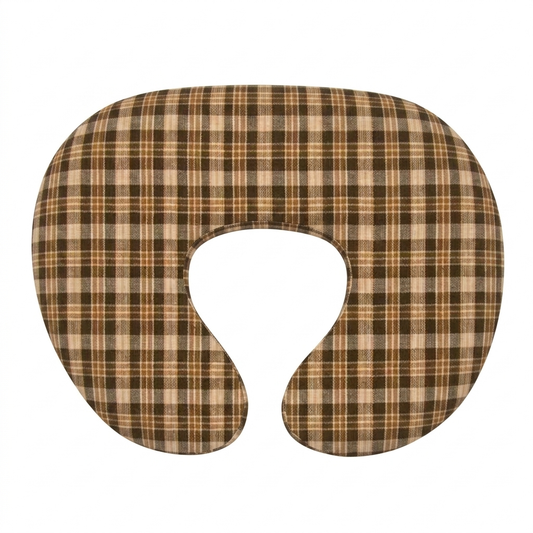Brown Plaid Ruffle Nursing Pillow Cover in Original Cover No Ruffle - photo
