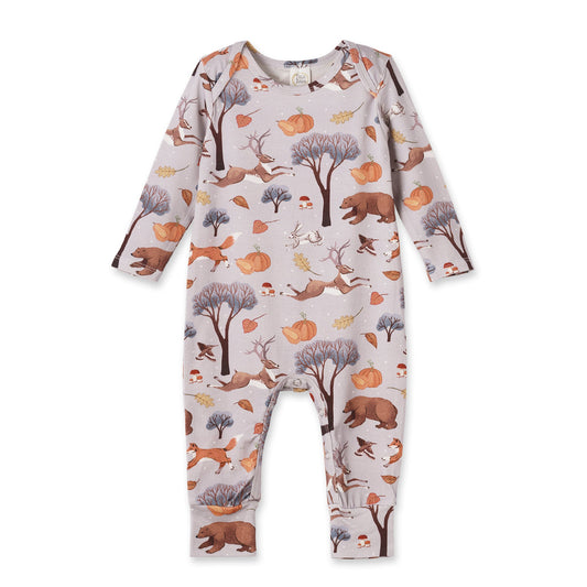 Forest Frolic Baby Romper - Soft Bamboo Fall Outfit - 12-18M