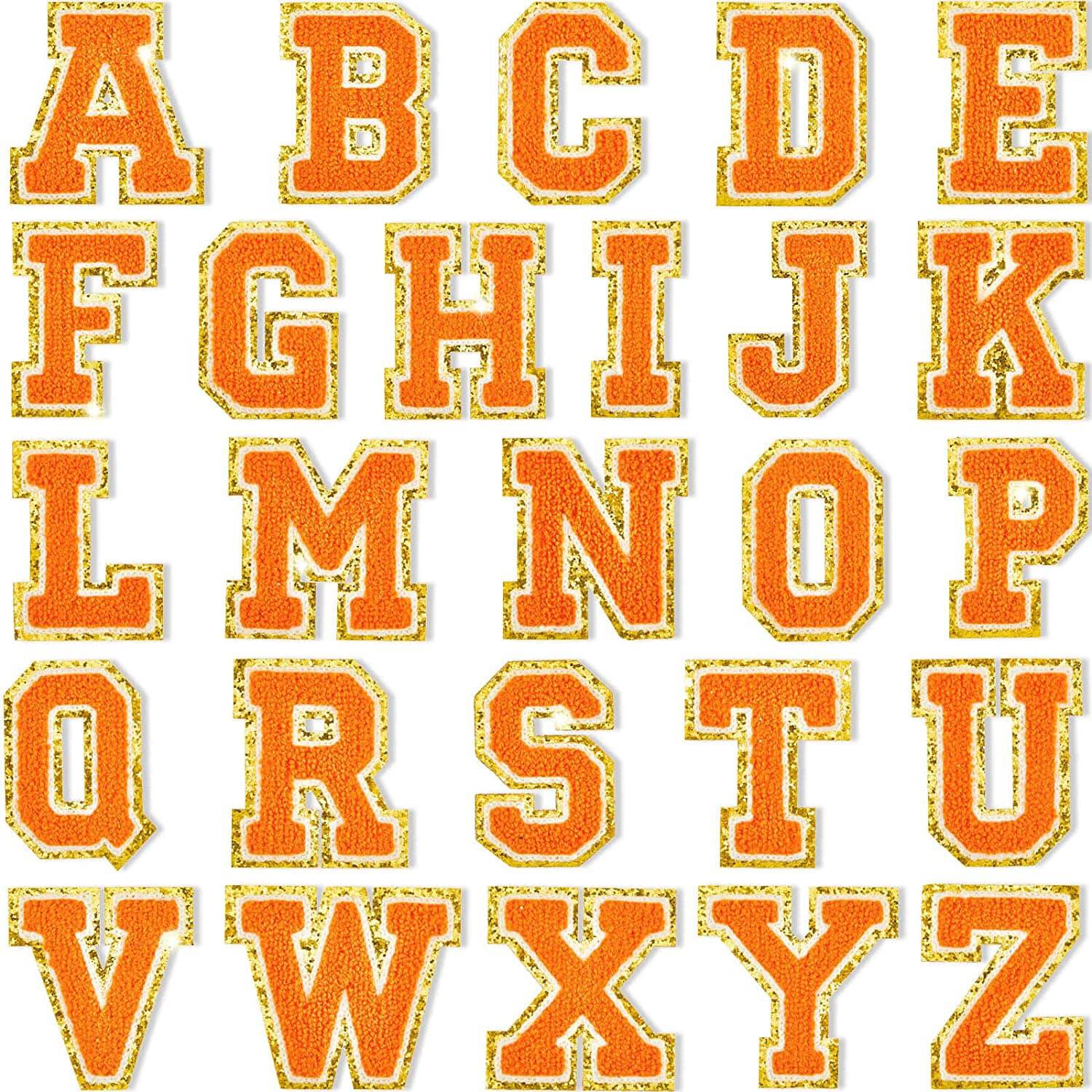 Orange Self Adhesive Chenille Letters Patches in - photo