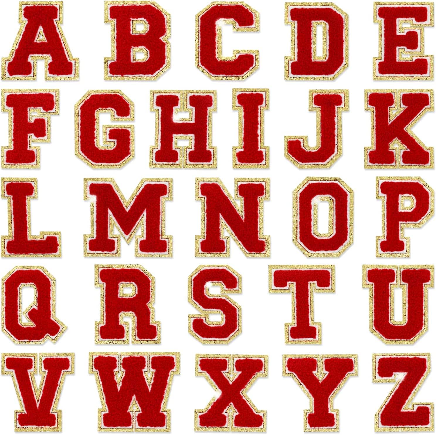 Red Self Adhesive Chenille Letters Patches in - photo