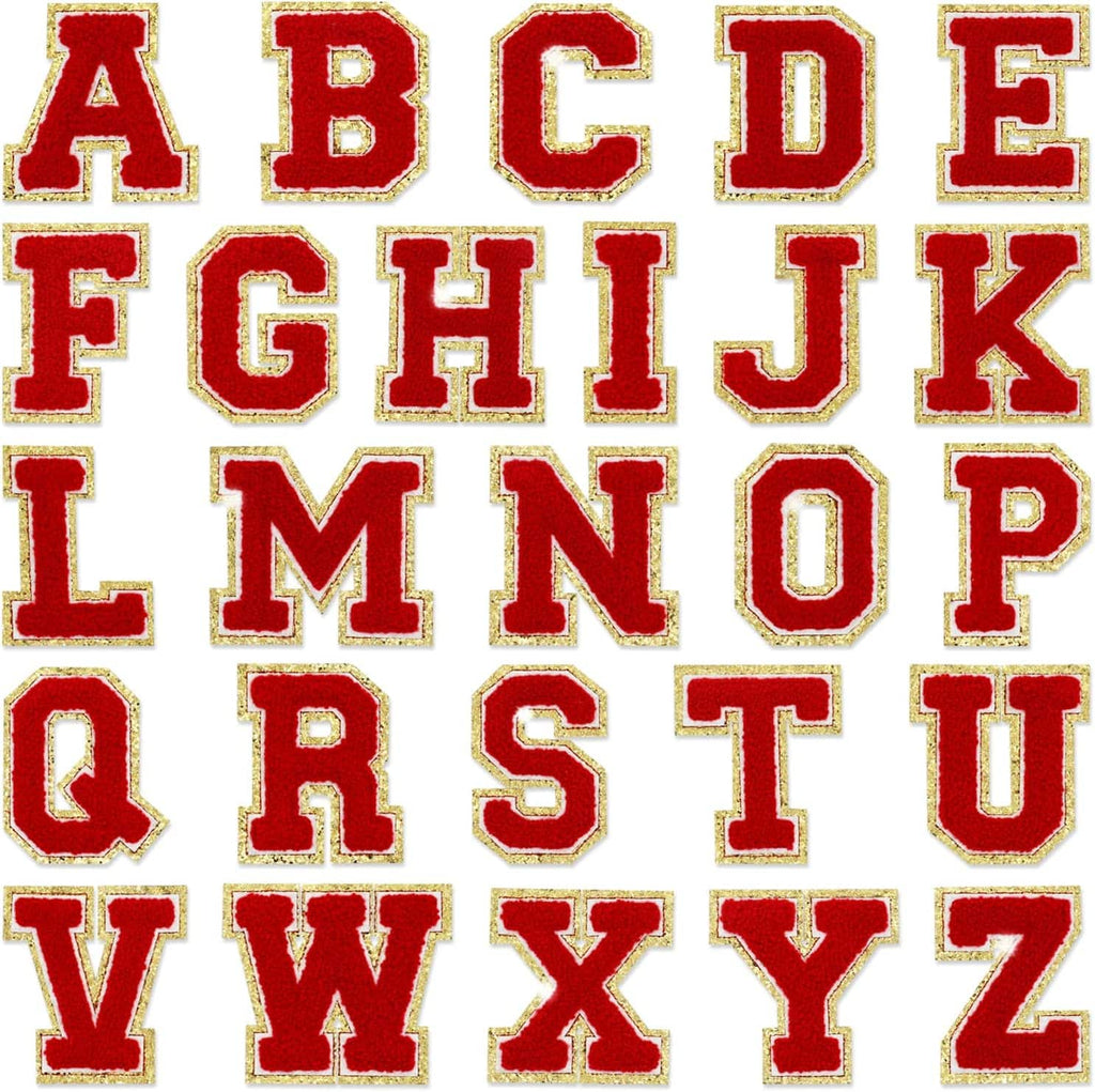 Red Self Adhesive Chenille Letters Patches in - photo