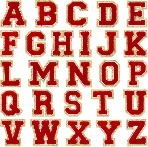 Red Self Adhesive Chenille Letters Patches in - photo