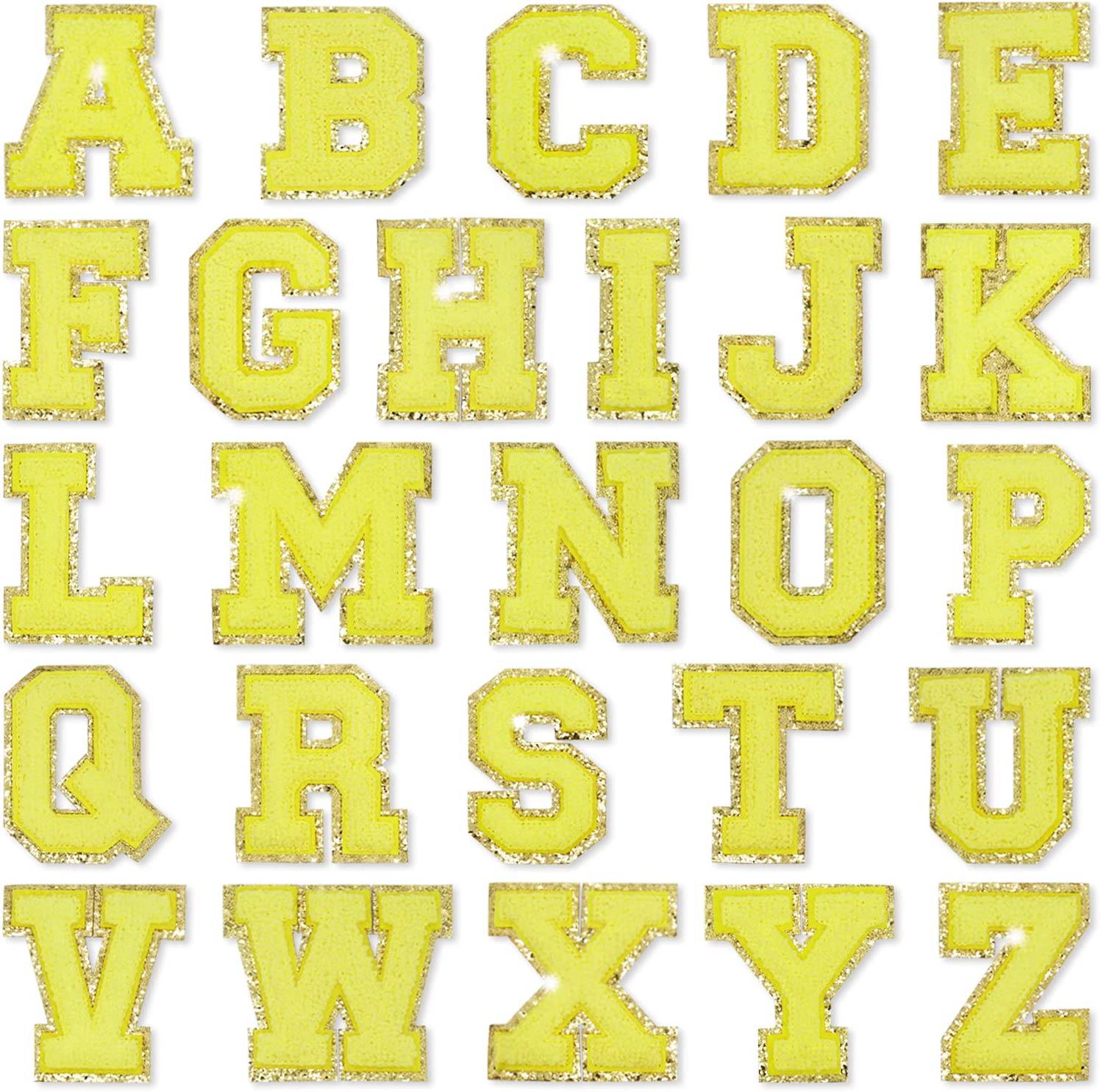 Yellow Self Adhesive Chenille Letters Patches in - photo