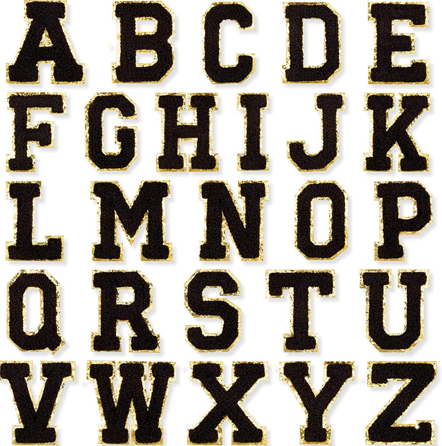 Black Self Adhesive Chenille Letters Patches in - photo