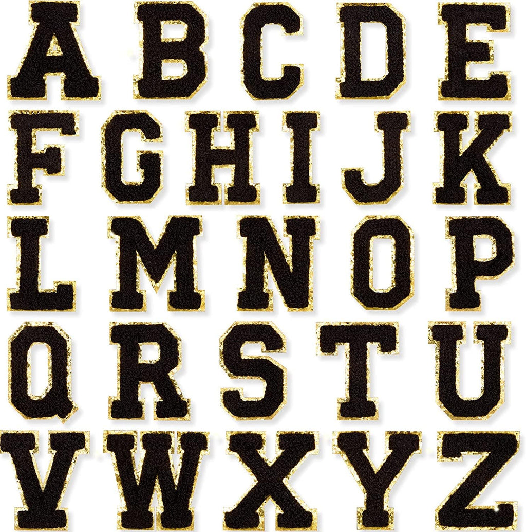 Black Self Adhesive Chenille Letters Patches in - photo