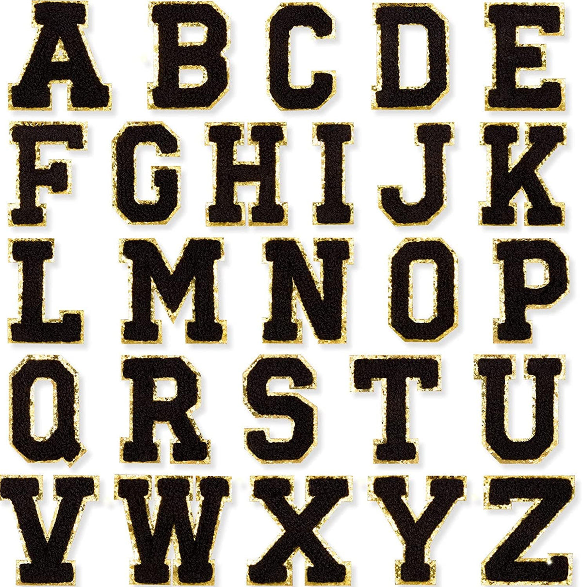Black Self Adhesive Chenille Letters Patches in - photo