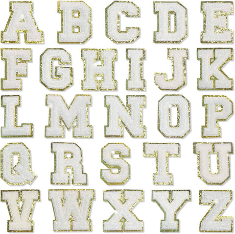 White Self Adhesive Chenille Letters Patches in - photo