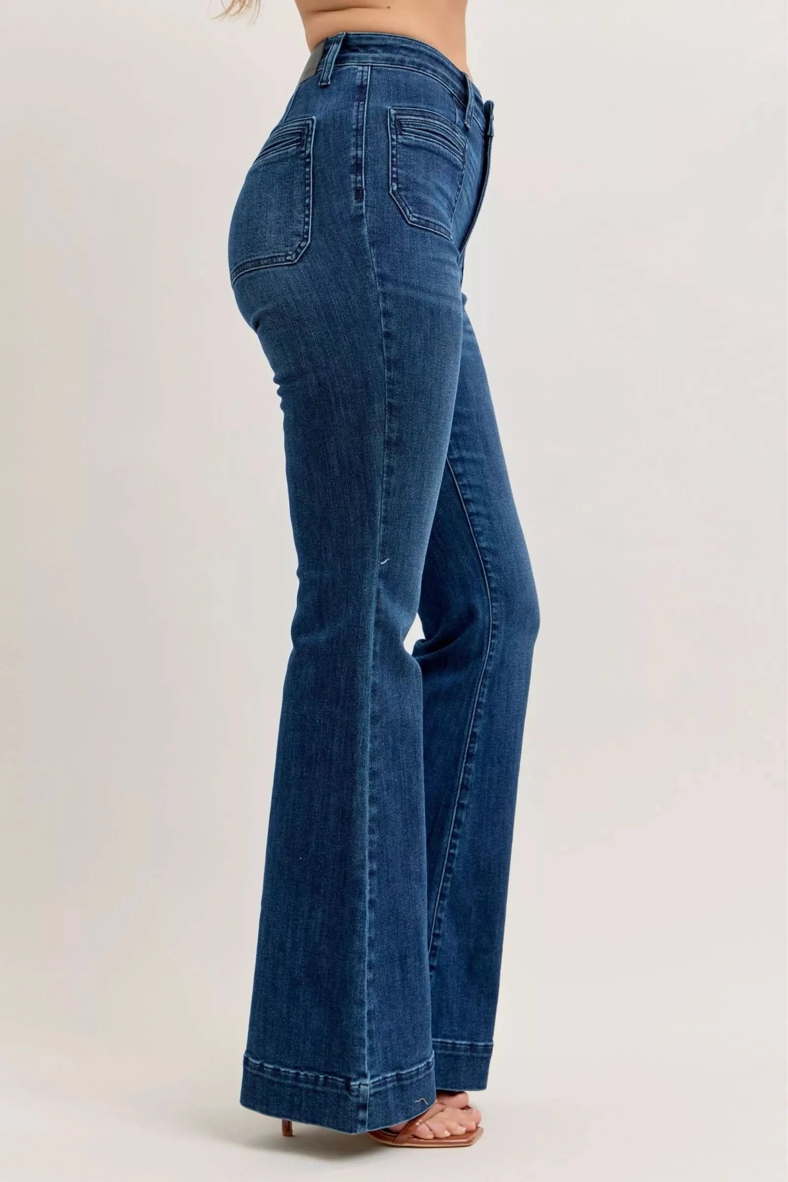 Judy Blue High-Waisted Flare Jeans with Front Pockets in - photo
