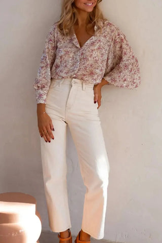 Printed Collared Neck Long Sleeve Shirt - SwagglyLife Home & Fashion