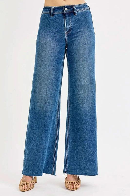 RISEN High-Waisted Wide Leg Jeans in Medium - photo