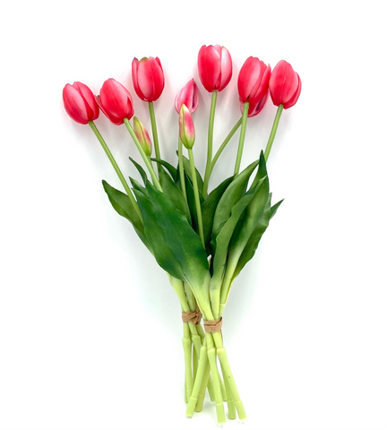 Artificial Real Touch Tulips - Bundle of 10 in Dark Pink Bundle of 10 Stems - Florals photo