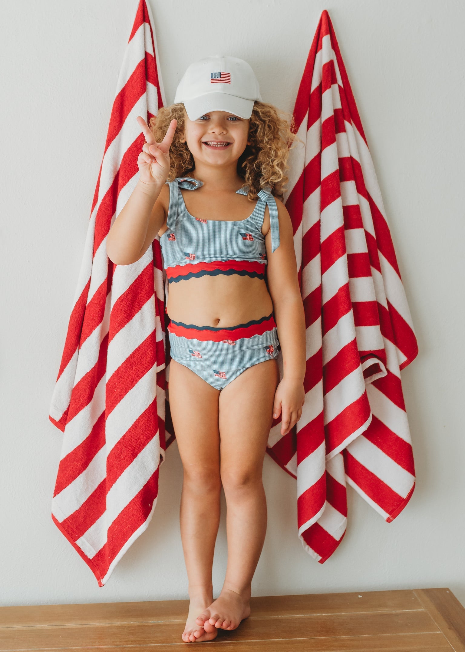 Scalloped High Waisted Bikini - Heritage Flag