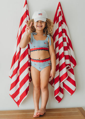 Scalloped High Waisted Bikini - Heritage Flag