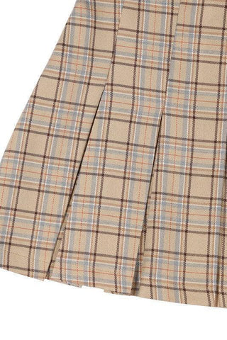 LILOU Plaid Pleated Mini Skirt