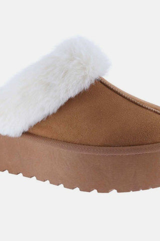 Weeboo Thick Bottom Fur Trim Snow Slippers