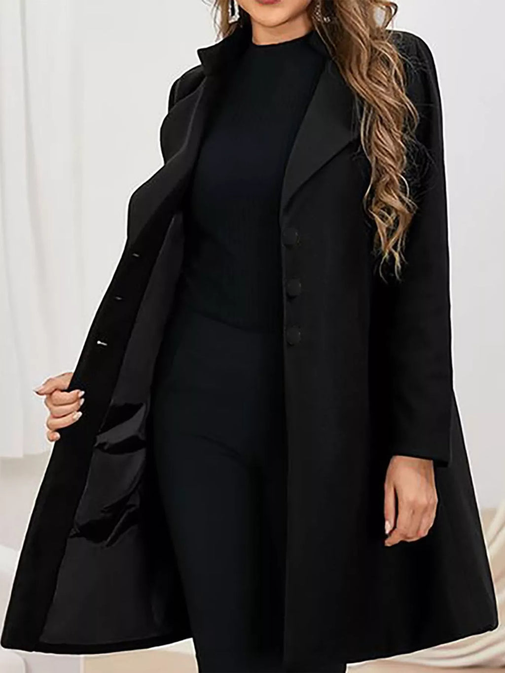 Single-Breasted Long Sleeve Overcoat Plus Size in - photo