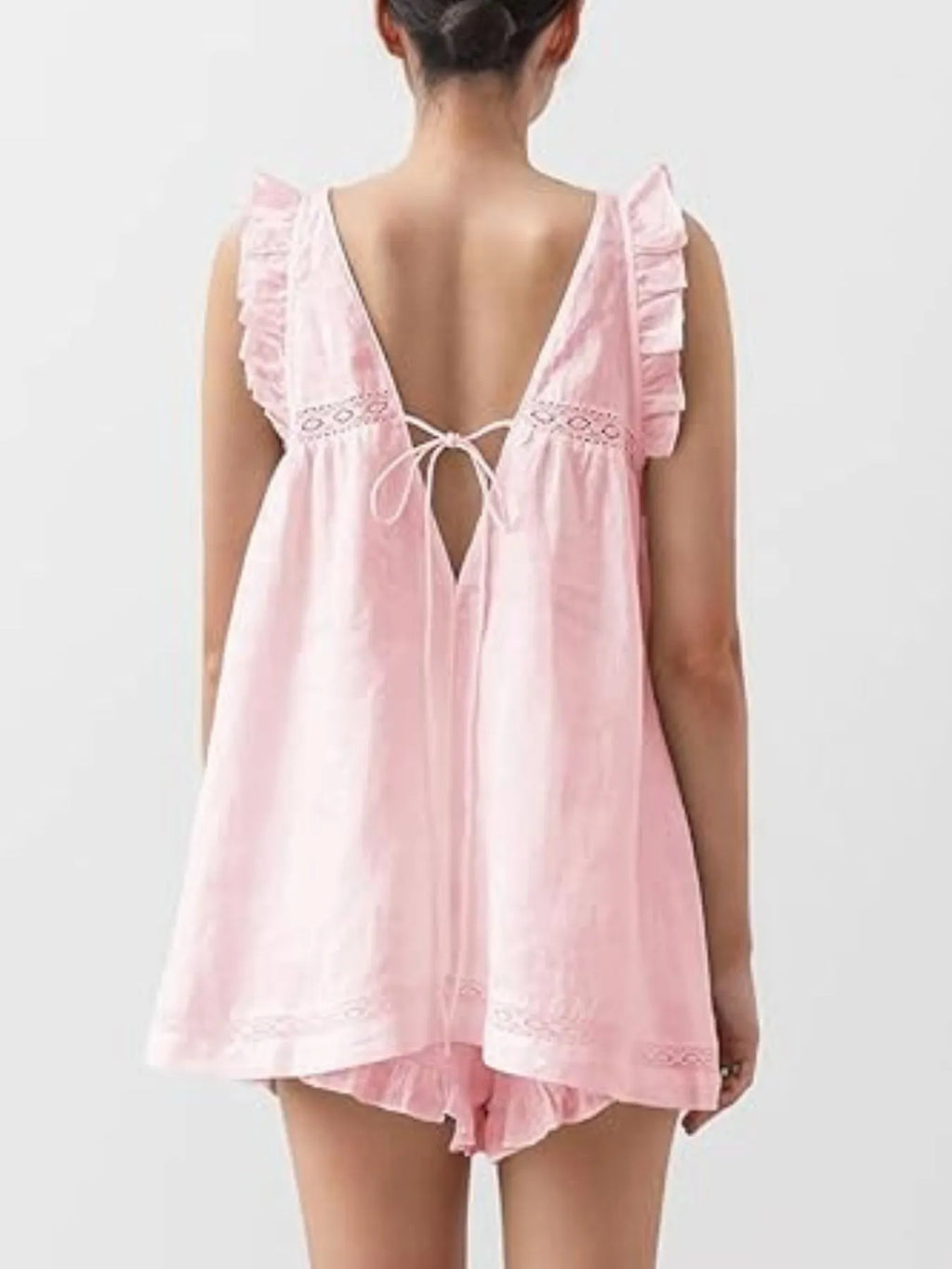 Ruffled V-Neck Top and Shorts Set - SwagglyLife Home & Fashion