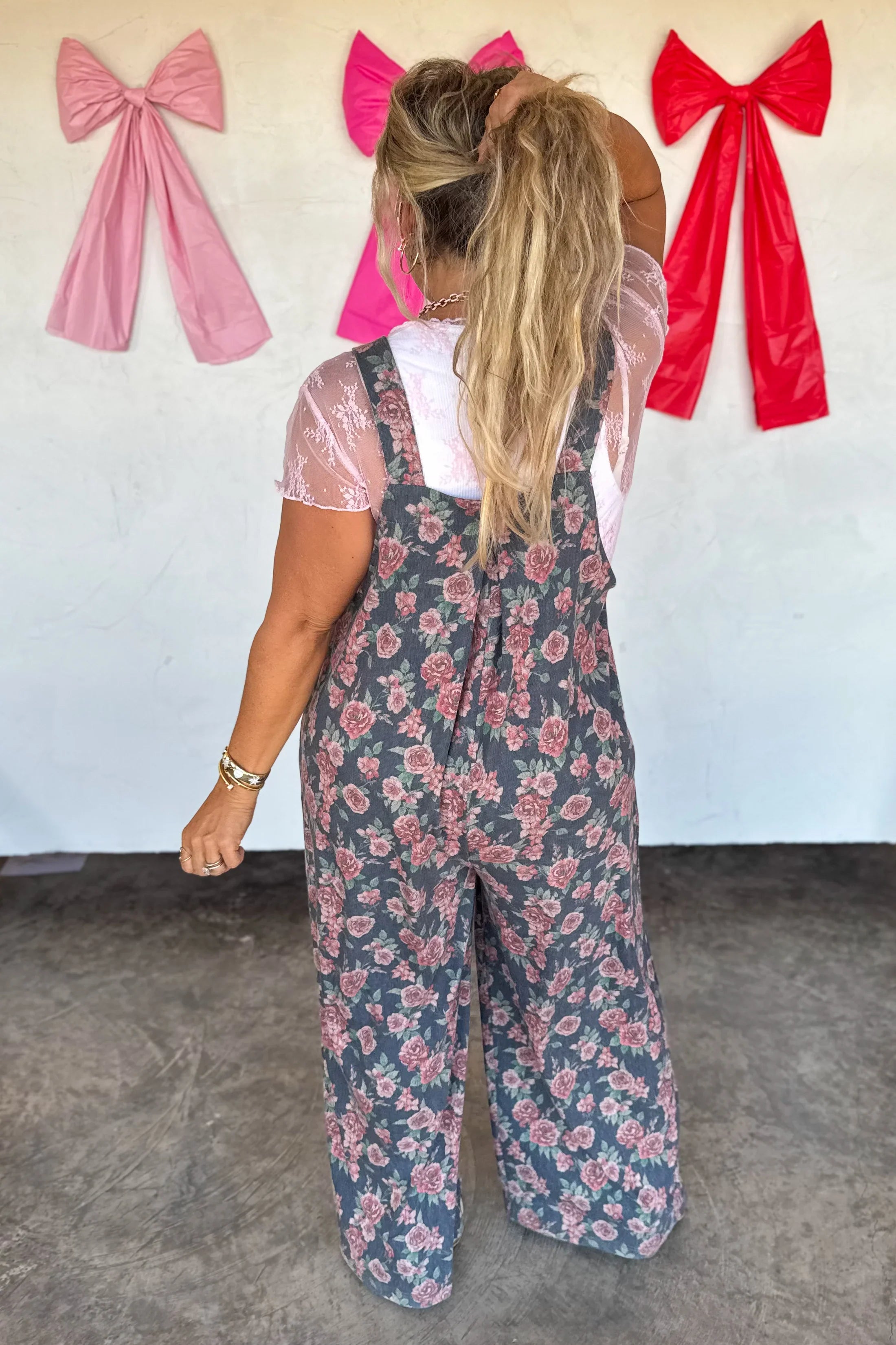 PREORDER: Cassidy Floral Denim Overalls in - Womens photo
