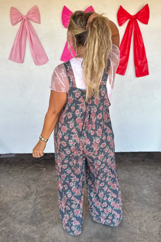 PREORDER: Cassidy Floral Denim Overalls in - Womens photo