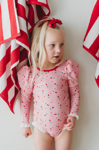 *PREORDER* Long Sleeve Rashguard - Pink Patriot Pop in - Swimwear photo