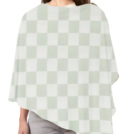 Leaf Green & White Checkered Carseat Cover in - photo