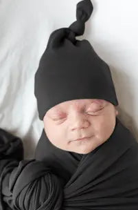 Swaddle Blanket and Hat Set - Black in - Swaddle Blankets & Hat / Headband Sets photo