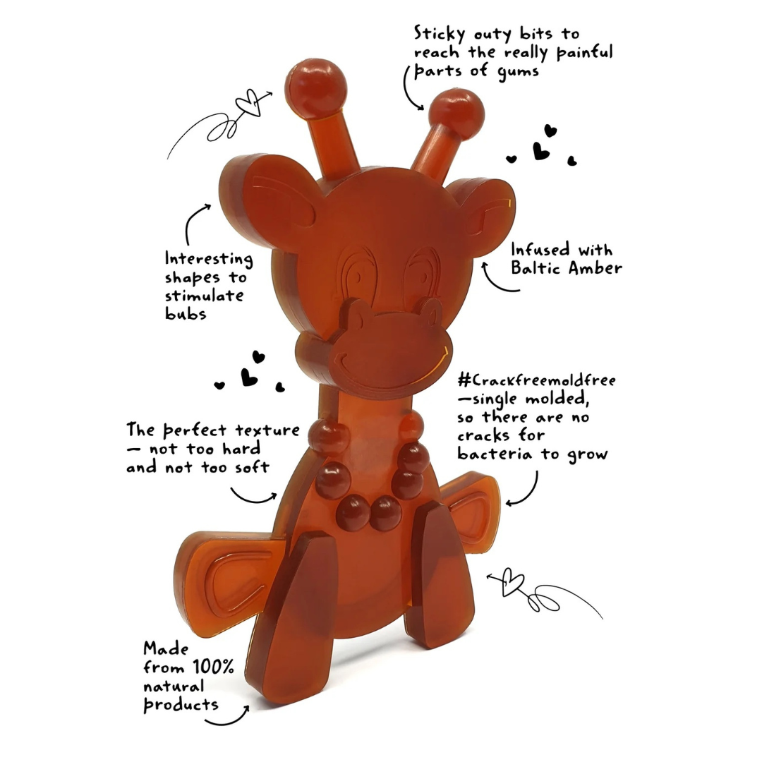 The Little Bamber - Natural Rubber & Baltic Amber Teething Toy in - Baby Teething Toy photo