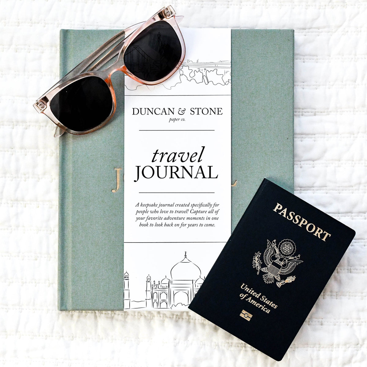 Duncan & Stone Travel Journal – Vacation & Adventure Memory Book - Sage Green