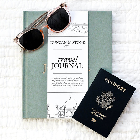 Duncan & Stone Travel Journal – Vacation & Adventure Memory Book - Sage Green
