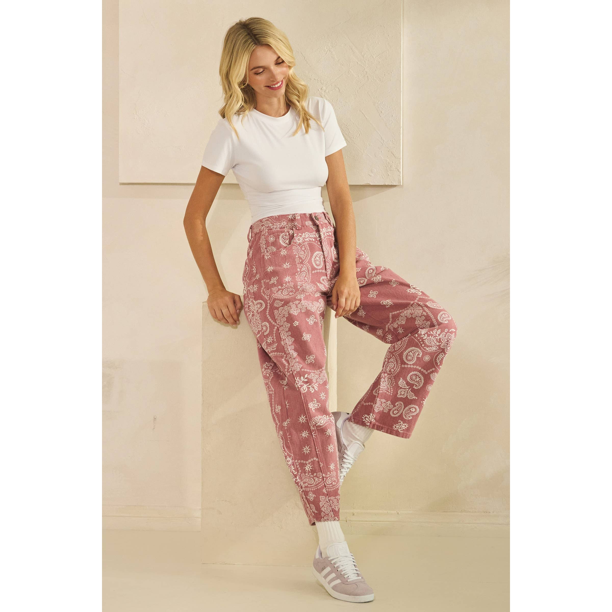 Vintage Pink Paisley Denim in - photo