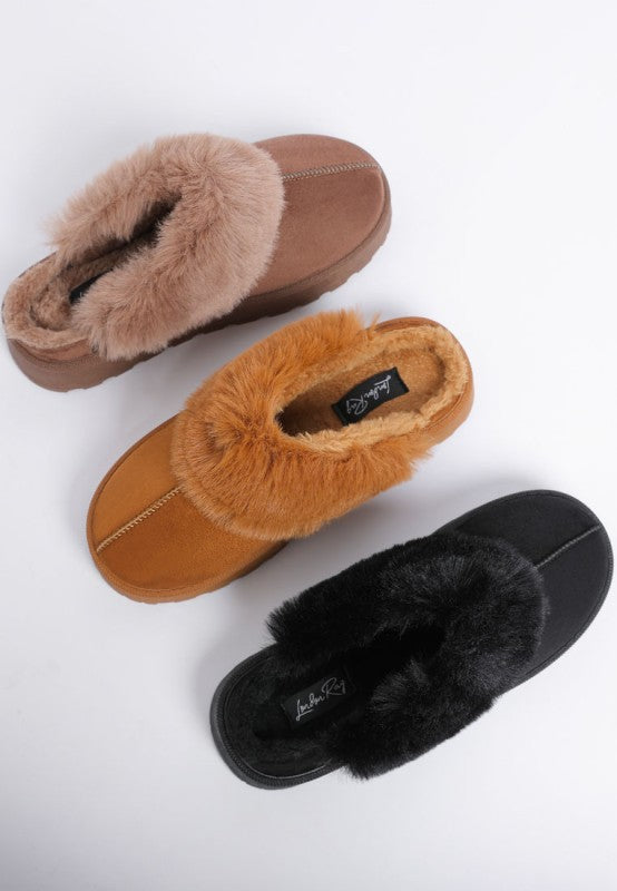 Portho Faux Fur Slip Ons in - photo