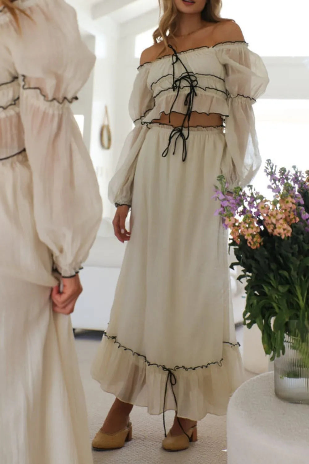 Off-Shoulder Top and Skirt Set in - photo
