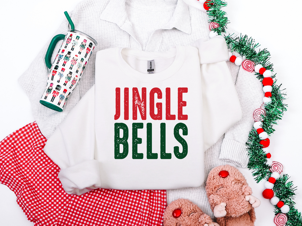 Jingle Bells Green & Red Graphic Tee and Sweatshirt in - Womens photo