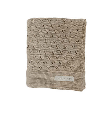 Little Mae & Co. Toffee Pointelle Knit Blanket in - photo