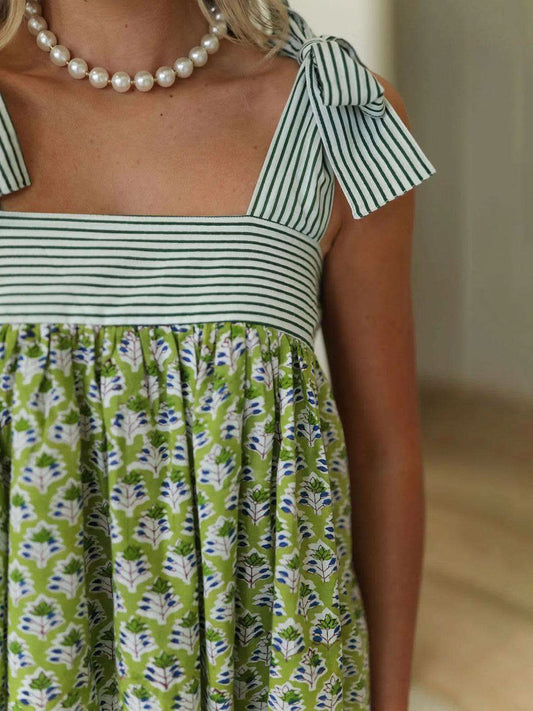 Printed Tie Shoulder Mini Cami Dress in - photo