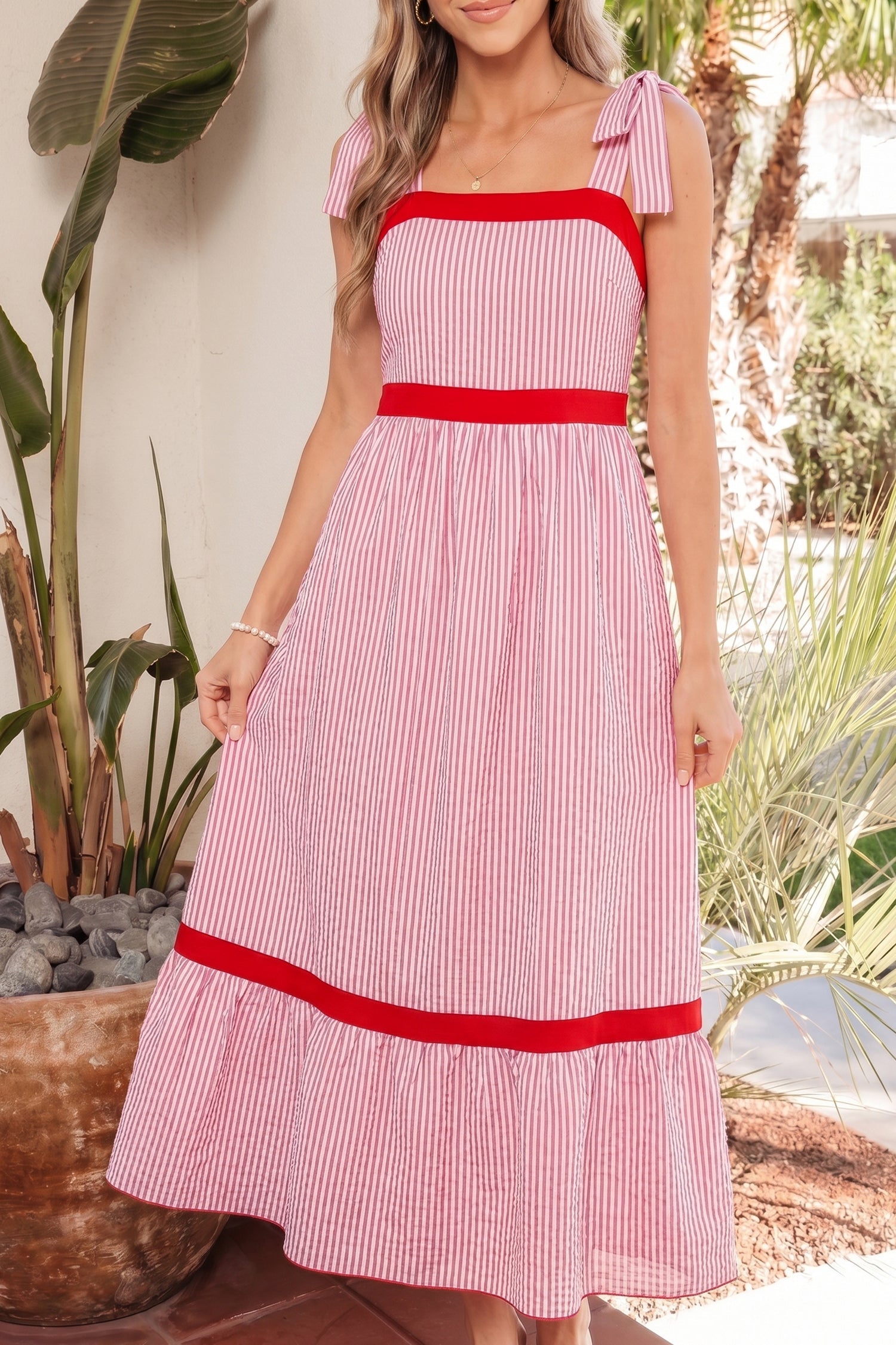 Rose Ruffle Hem Maxi Dress -