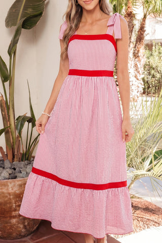 Rose Ruffle Hem Maxi Dress -