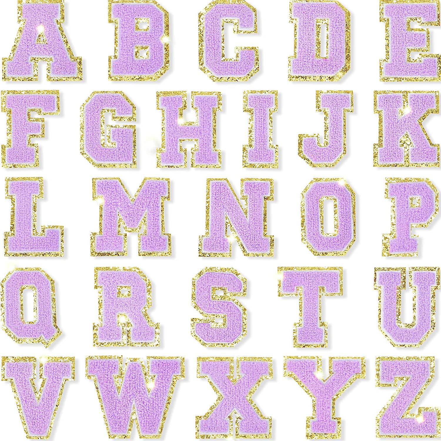 Purple Self Adhesive Chenille Letters Patches in - photo
