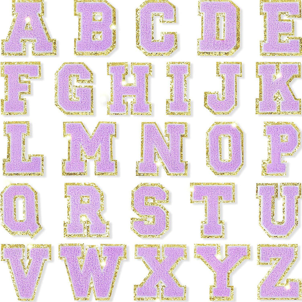 Purple Self Adhesive Chenille Letters Patches in - photo