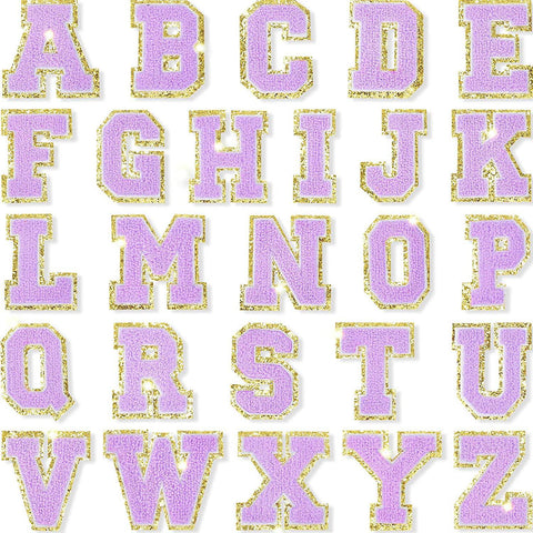 Purple Self Adhesive Chenille Letters Patches in - photo